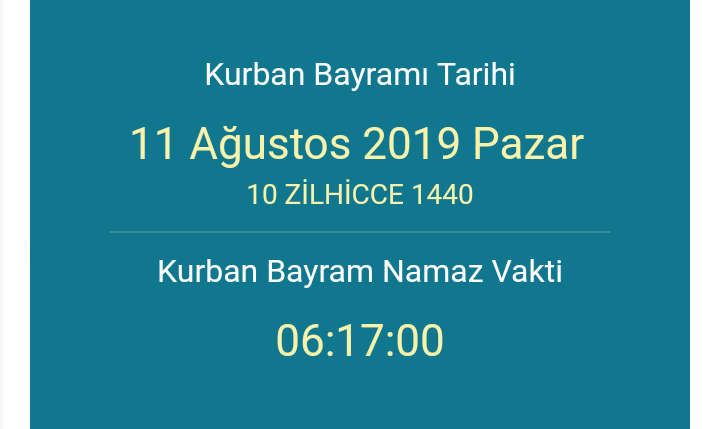 Erbaa Kurban Bayram Namazı Saat Kaçta? 