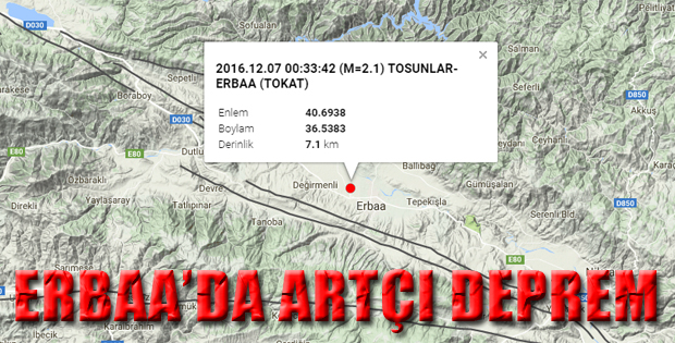 Erbaa Tosunlar Köyü Merkezli DEPREM