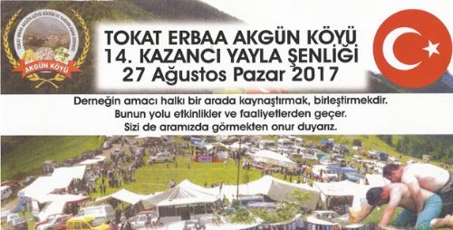 AKGÜN KÖYÜ KAZANCI YAYLA ŞENLİĞİNE DAVETLİSİNİZ