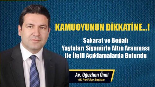 Erbaa Ak Parti İlçe Başkanından KAMUOYUNUN DİKKATİNE