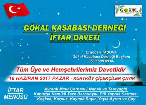 GÖKAL KASABASI DERNEĞİ İFTAR DAVETİ