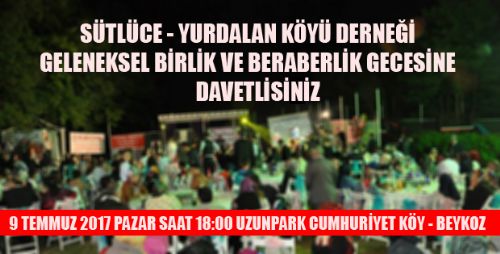 SÜTLÜCE YURDALAN KÖYÜ DAYANIŞMA GECESİNE DAVETLİSİNİZ