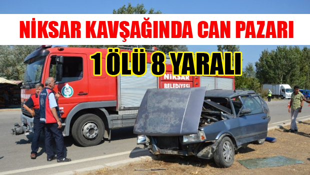 Otomobiller Çarpıştı: 1 Ölü, 8 Yaralı
