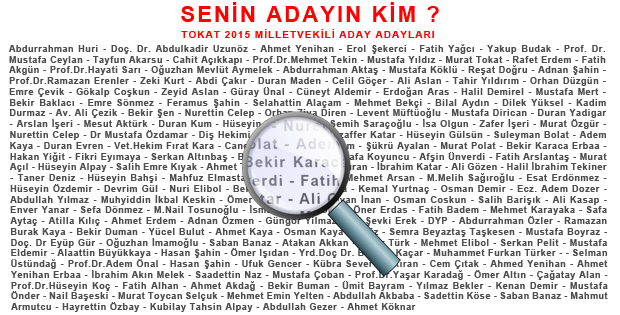2015 Tokat Milletvekili Adayları