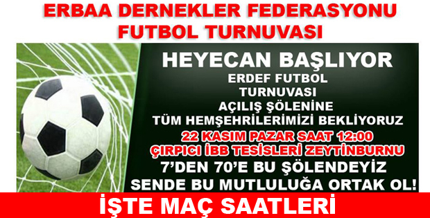 Erdef Turnuva İlk Maçlar ve Saatleri