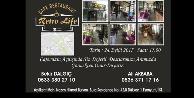 RETRO LİFE CAFE RESTAURANT 24 EYLÜL'DE AÇILIYOR
