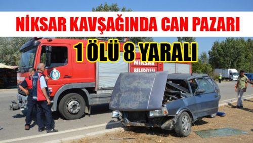 Otomobiller Çarpıştı: 1 Ölü, 8 Yaralı