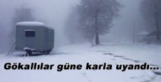 Gökallılar güne kar'la uyandı