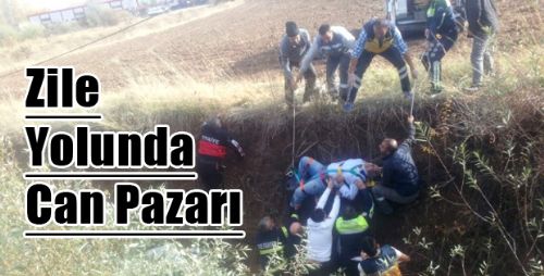 Zile'da Otomobil Dereye Uçtu: 1 Yaralı